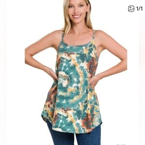 Zenana Tie Dye Front & Back Reversable Spaghetti Strap